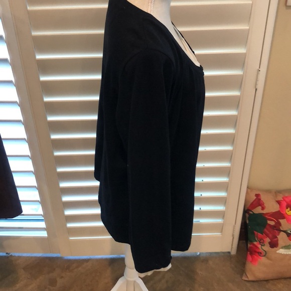 Marina Rinaldi black pullover top. Nice white detailing at neck and cuff. Classy - Picture 3 of 9